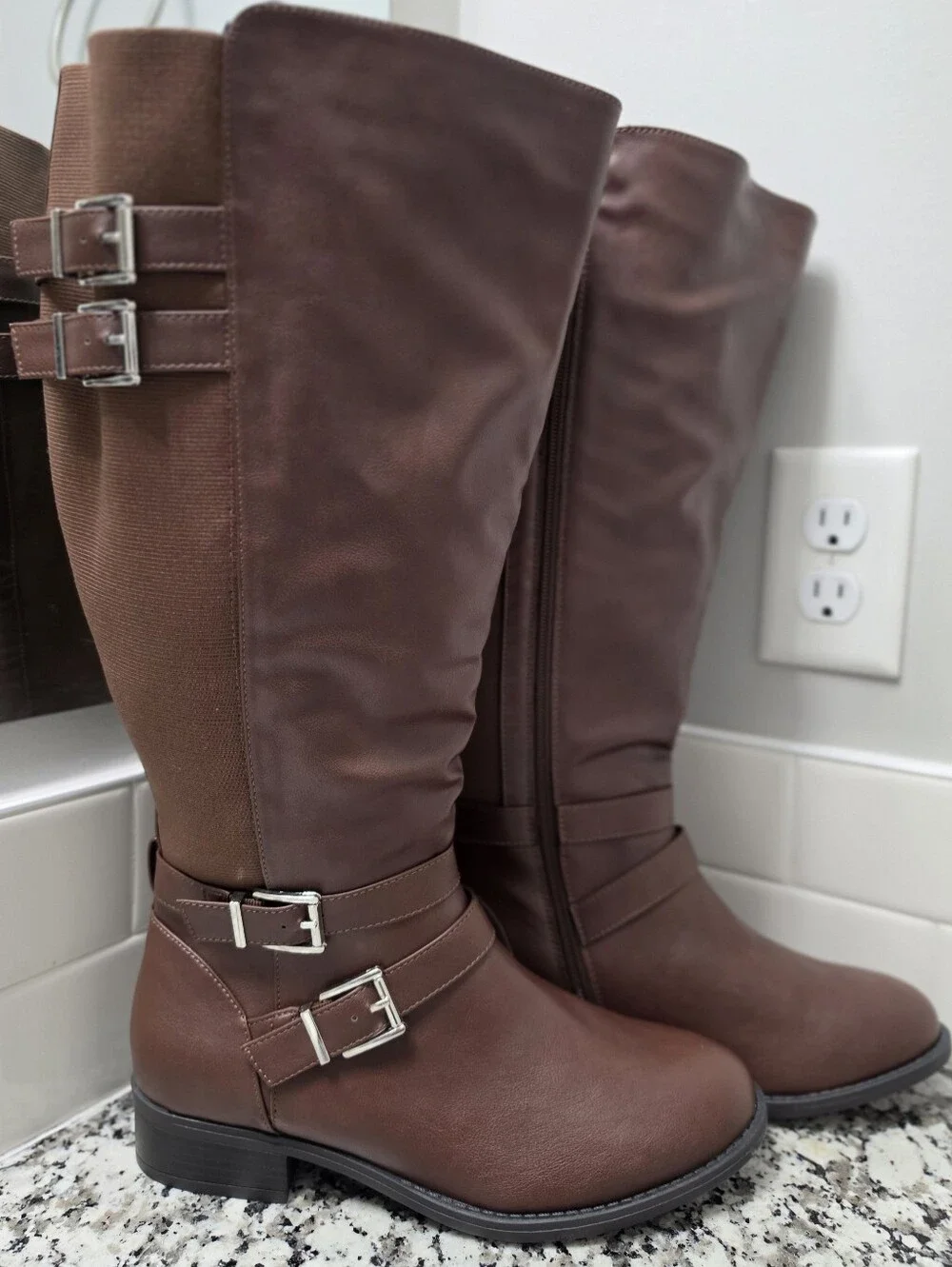 Torrid Brown Knee High Riding Boots Women’s 10WW Extra Wide Calf Buckle